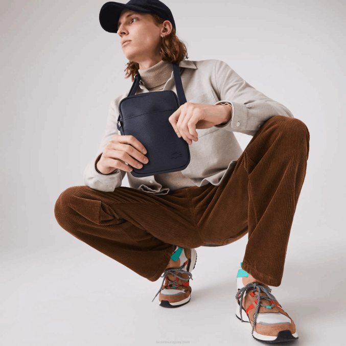 21 VVL0A2024 hombres Lacoste bolso clásico de petit piqué con cremallera vertical