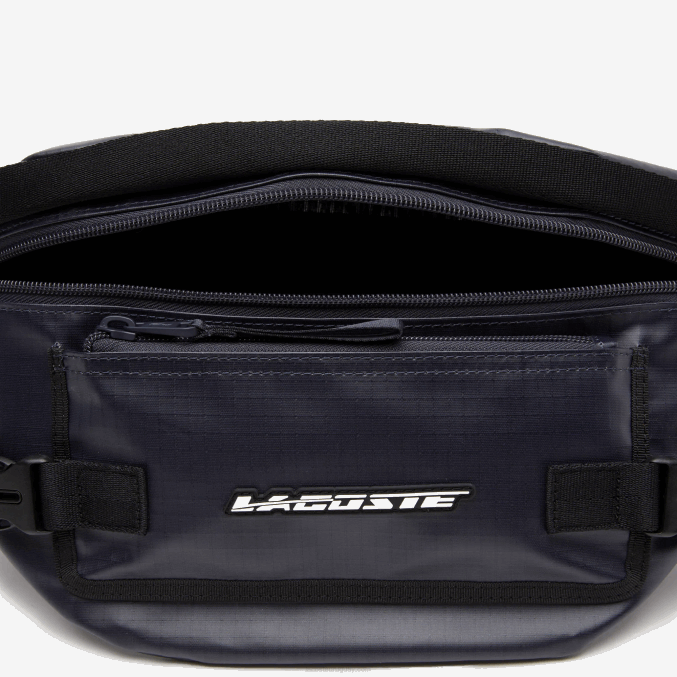 azul noche negra m20 VVL0A1951 hombres Lacoste riñonera con logo estampado