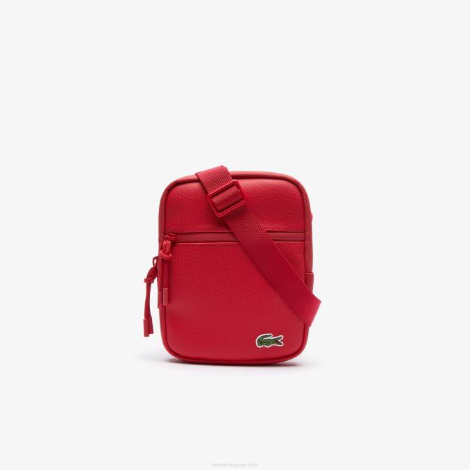 colorete 240 280 VVL0A2017 hombres Lacoste bolsa crossbody plana pequeña de lona revestida lcst