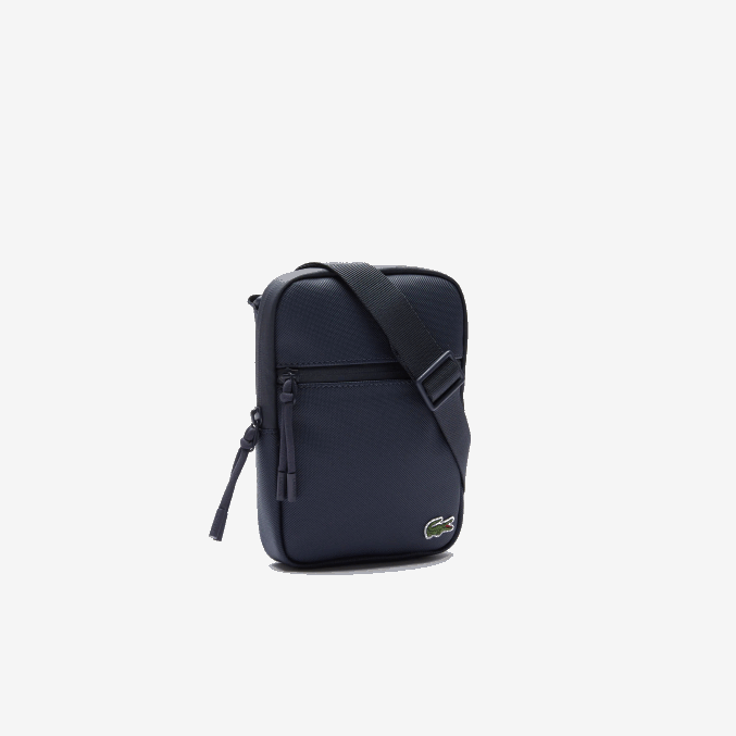 eclipsar b88 VVL0A2016 hombres Lacoste bolsa crossbody plana pequeña de lona revestida lcst
