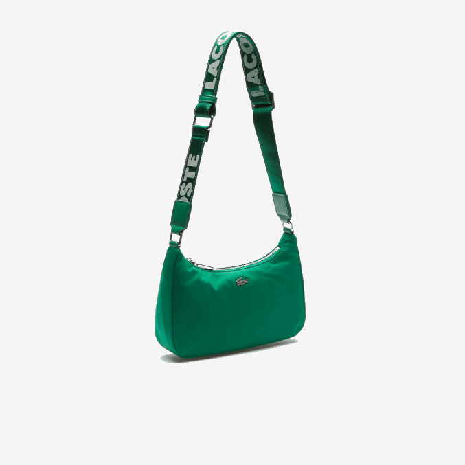 estival blanco j28 VVL0A2019 hombres Lacoste bolso de hombro de nailon con correa de piel de cocodrilo de metal