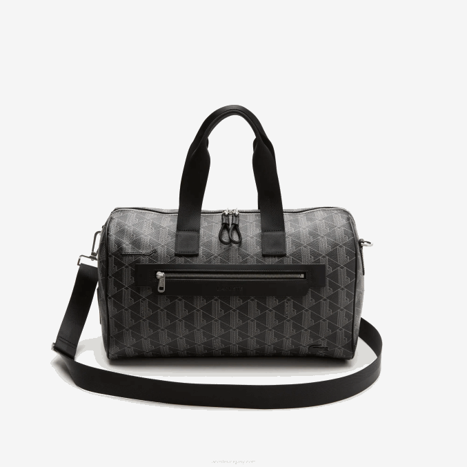 monograma noir gris h45 VVL0A1940 hombres Lacoste bolsa de fin de semana con estampado de monograma