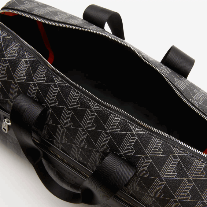 monograma noir gris h45 VVL0A1940 hombres Lacoste bolsa de fin de semana con estampado de monograma