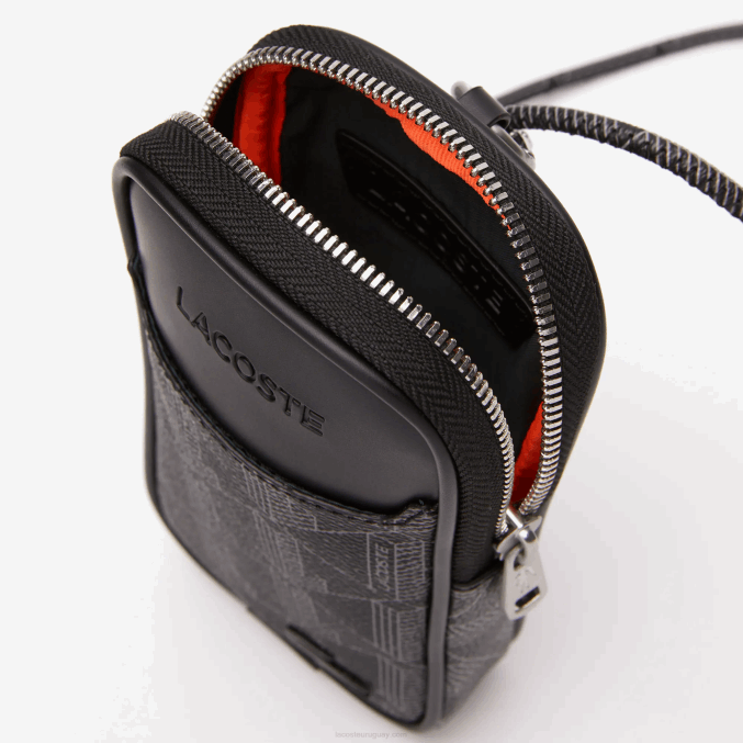 monograma noir gris h45 VVL0A1985 hombres Lacoste soporte para smartphone con estampado de monograma blend