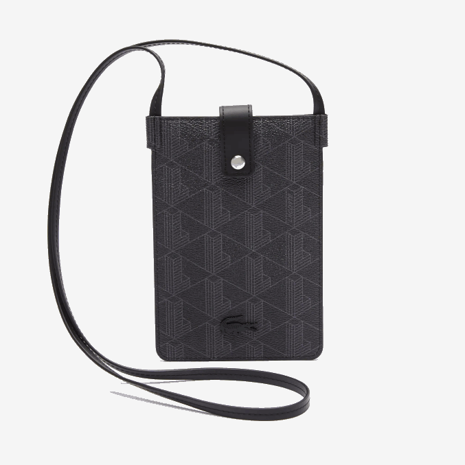 monograma noir gris h45 VVL0A2037 hombres Lacoste estuche para smartphone de lona con monograma blend
