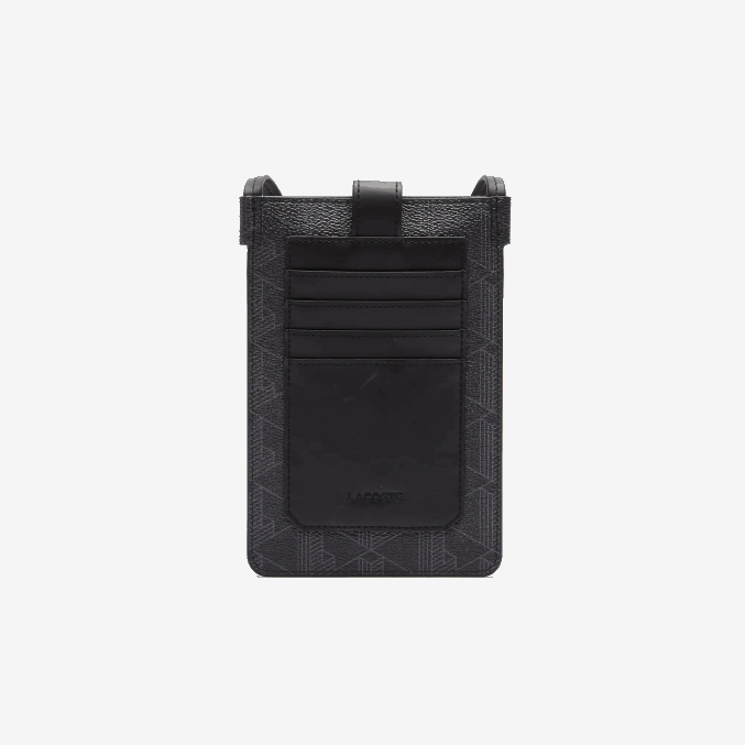 monograma noir gris h45 VVL0A2037 hombres Lacoste estuche para smartphone de lona con monograma blend