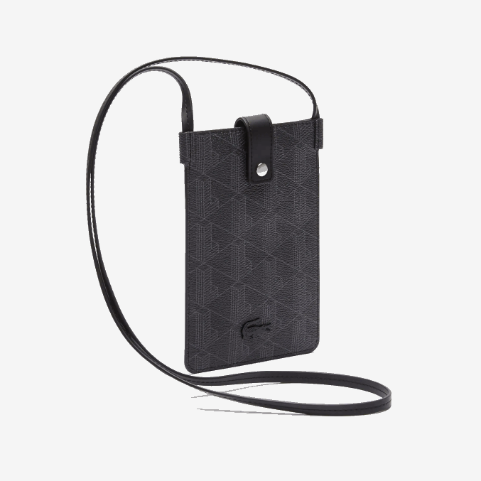 monograma noir gris h45 VVL0A2037 hombres Lacoste estuche para smartphone de lona con monograma blend