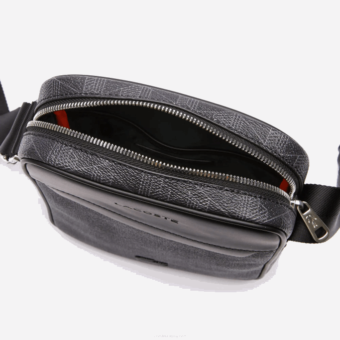 monograma noir gris h45 VVL0A2038 hombres Lacoste bolso vertical de lona con monograma blend