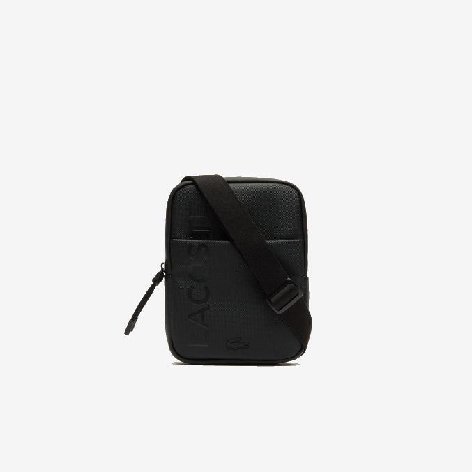 negro 000 VVL0A2008 hombres Lacoste bolso plano pequeño con cremallera de la marca l.12.12