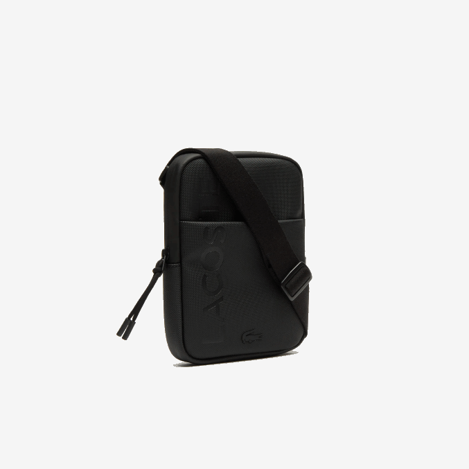 negro 000 VVL0A2008 hombres Lacoste bolso plano pequeño con cremallera de la marca l.12.12