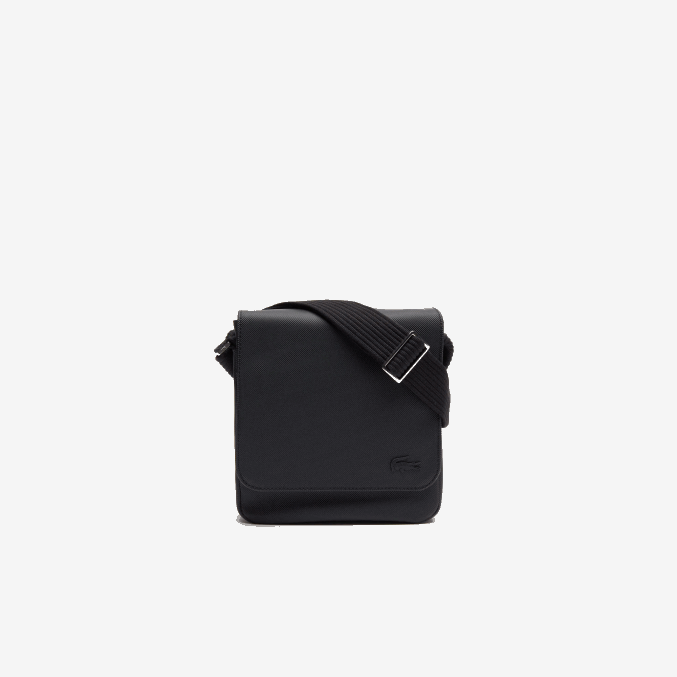 negro 000 VVL0A2010 hombres Lacoste bolso clásico con solapa de petit piqué
