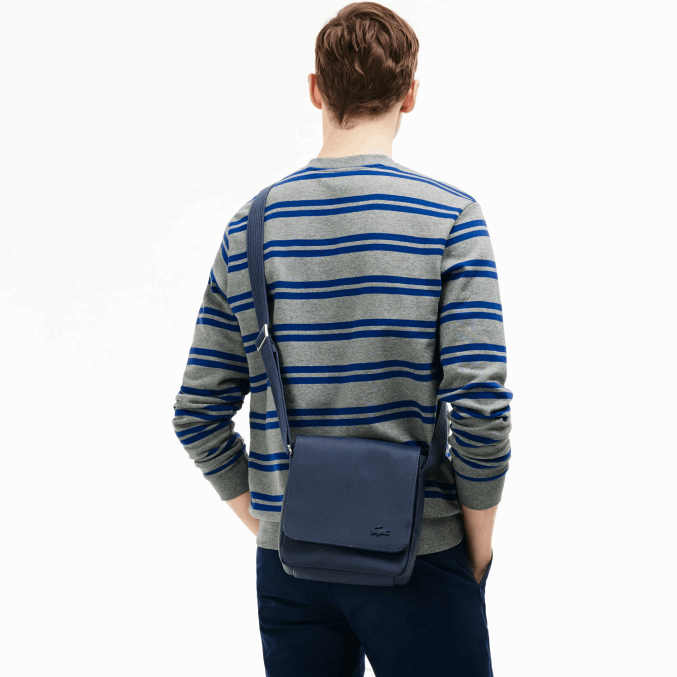 negro 000 VVL0A2010 hombres Lacoste bolso clásico con solapa de petit piqué