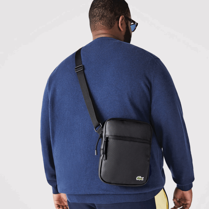 negro 000 VVL0A2013 hombres Lacoste bolsa crossover lcst mediana de petit piqué con cremallera