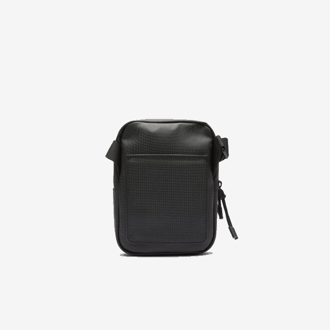 negro 000 VVL0A2018 hombres Lacoste bolsa crossbody plana pequeña de lona revestida lcst