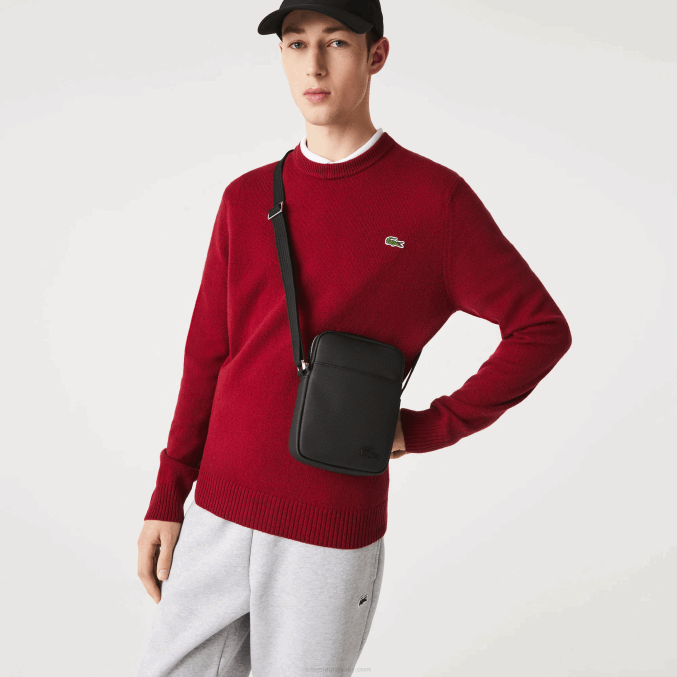 negro 000 VVL0A2023 hombres Lacoste bolso clásico de petit piqué con cremallera vertical