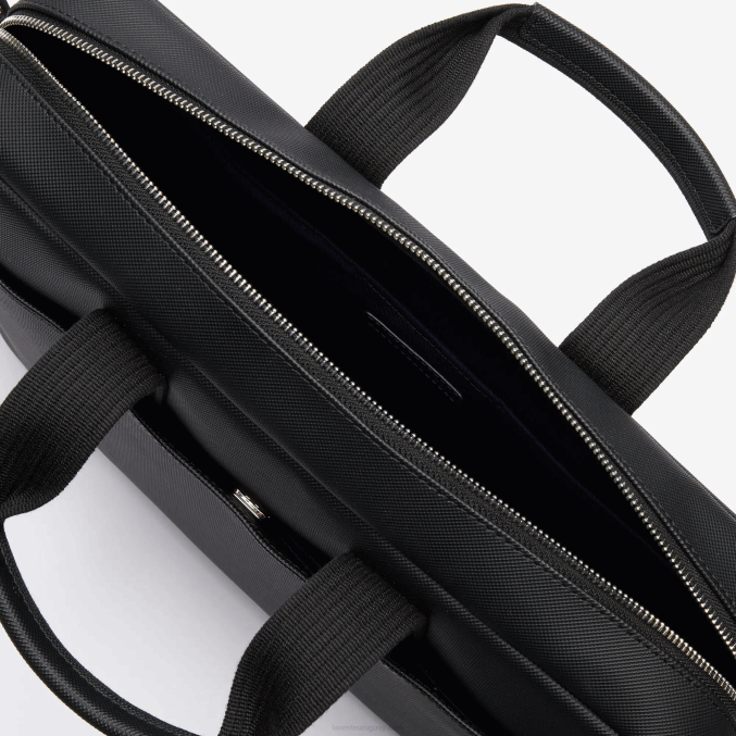 negro 000 VVL0A2027 hombres Lacoste bolso portaordenador clásico petit piqué