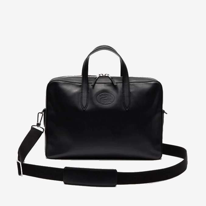 negro 000 VVL0A2030 hombres Lacoste l.12.12 bolsa de ordenador de cuero con correa de hombro desmontable