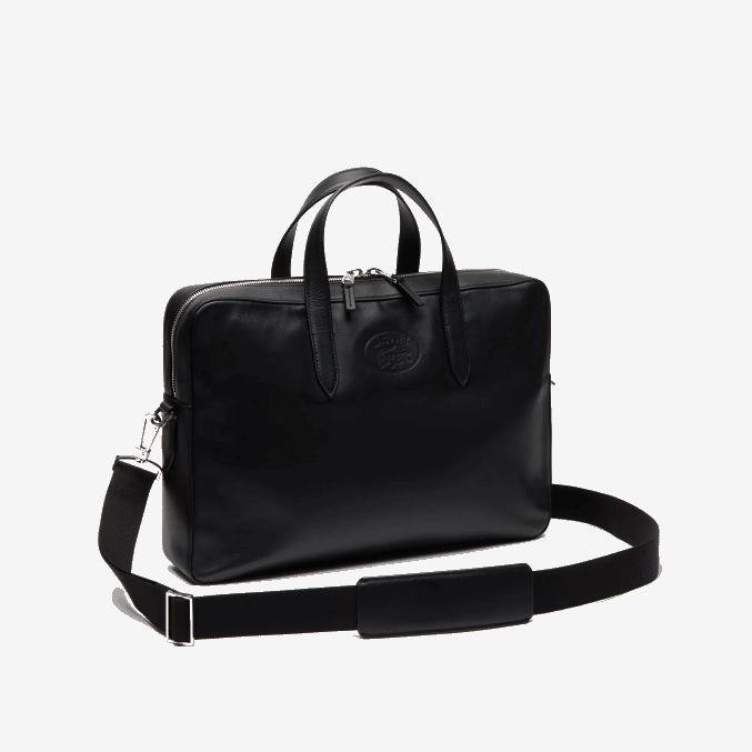 negro 000 VVL0A2030 hombres Lacoste l.12.12 bolsa de ordenador de cuero con correa de hombro desmontable