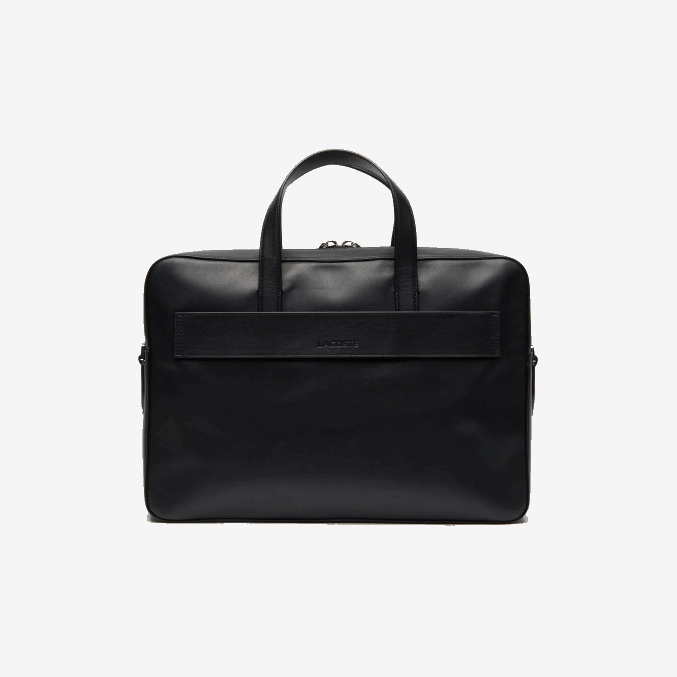 negro 000 VVL0A2030 hombres Lacoste l.12.12 bolsa de ordenador de cuero con correa de hombro desmontable