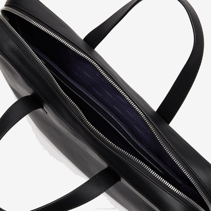 negro 000 VVL0A2030 hombres Lacoste l.12.12 bolsa de ordenador de cuero con correa de hombro desmontable