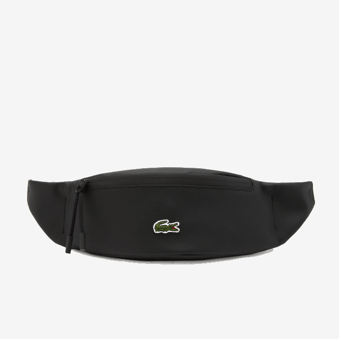 negro 000 VVL0A2065 hombres Lacoste riñonera de lona revestida lcst con cremallera