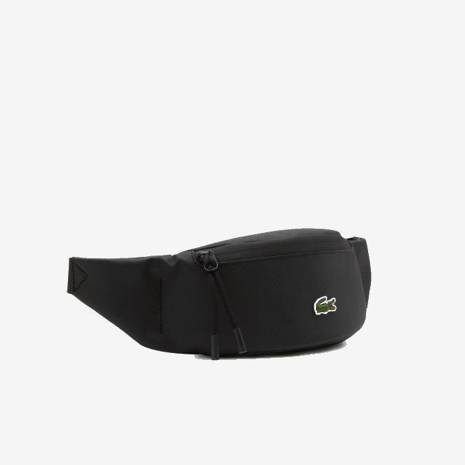 negro 000 VVL0A2065 hombres Lacoste riñonera de lona revestida lcst con cremallera