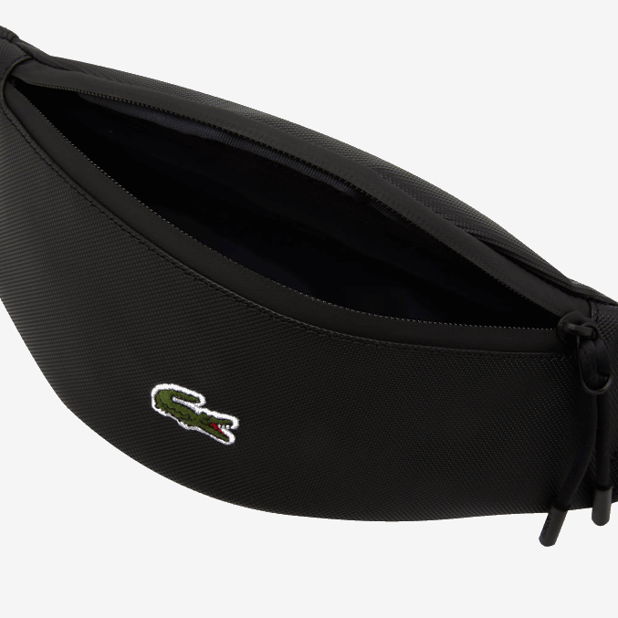negro 000 VVL0A2065 hombres Lacoste riñonera de lona revestida lcst con cremallera