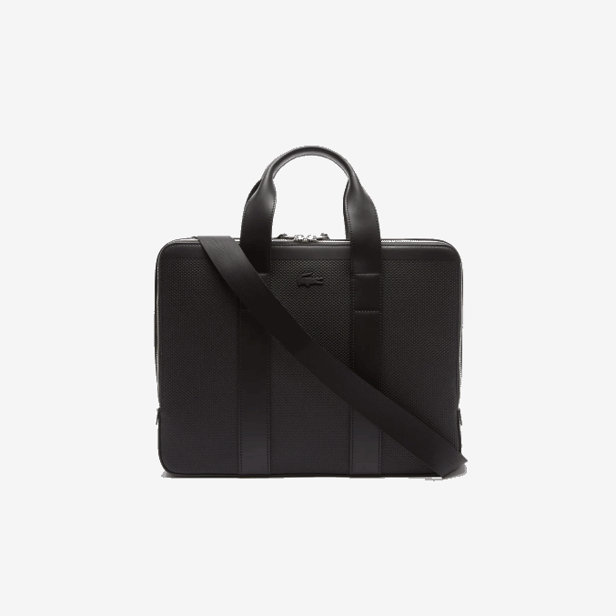 negro 000 VVL0A2074 hombres Lacoste Bolso ordenador extrafino de piel piqué chantaco