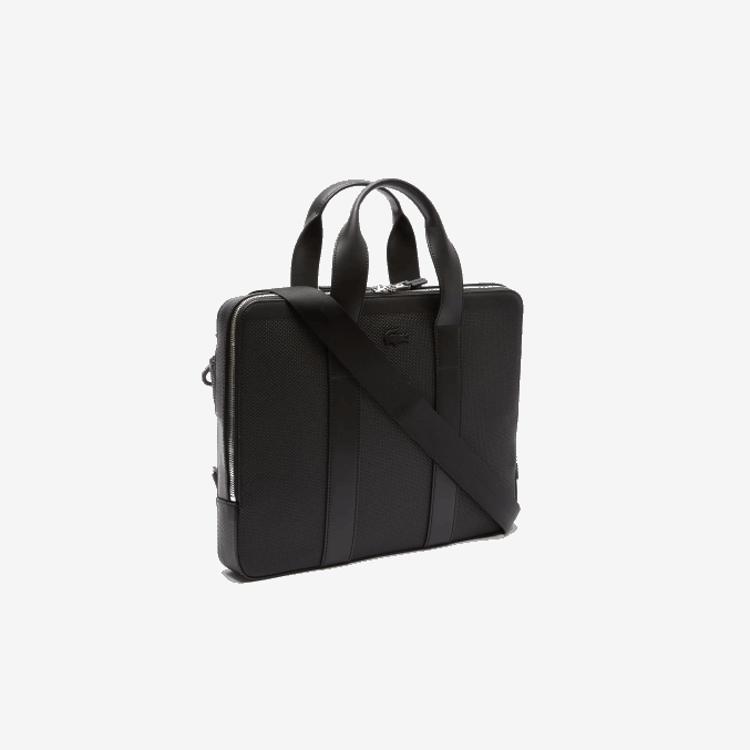 negro 000 VVL0A2074 hombres Lacoste Bolso ordenador extrafino de piel piqué chantaco