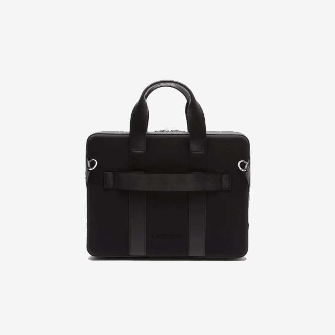 negro 000 VVL0A2074 hombres Lacoste Bolso ordenador extrafino de piel piqué chantaco