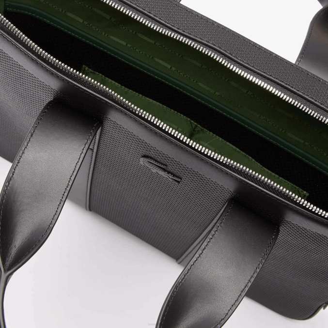 negro 000 VVL0A2074 hombres Lacoste Bolso ordenador extrafino de piel piqué chantaco
