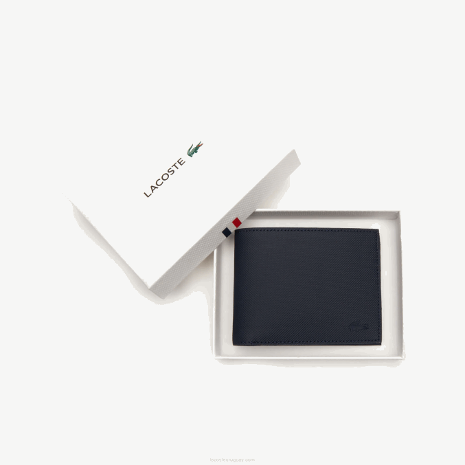 21 VVL0A2021 hombres Lacoste cartera clásica para seis tarjetas de petit piqué