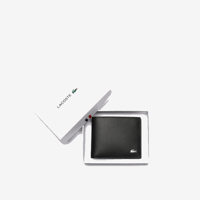 negro 000 VVL0A1953 hombres Lacoste cartera fitzgerald de piel para seis tarjetas