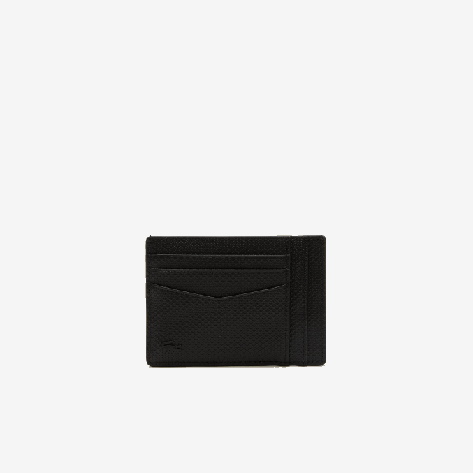 negro 000 VVL0A1988 hombres Lacoste tarjetero de piel de becerro chantaco