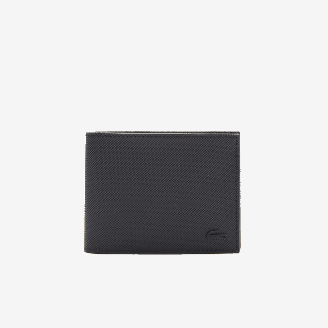 negro 000 VVL0A2020 hombres Lacoste cartera clásica para seis tarjetas de petit piqué