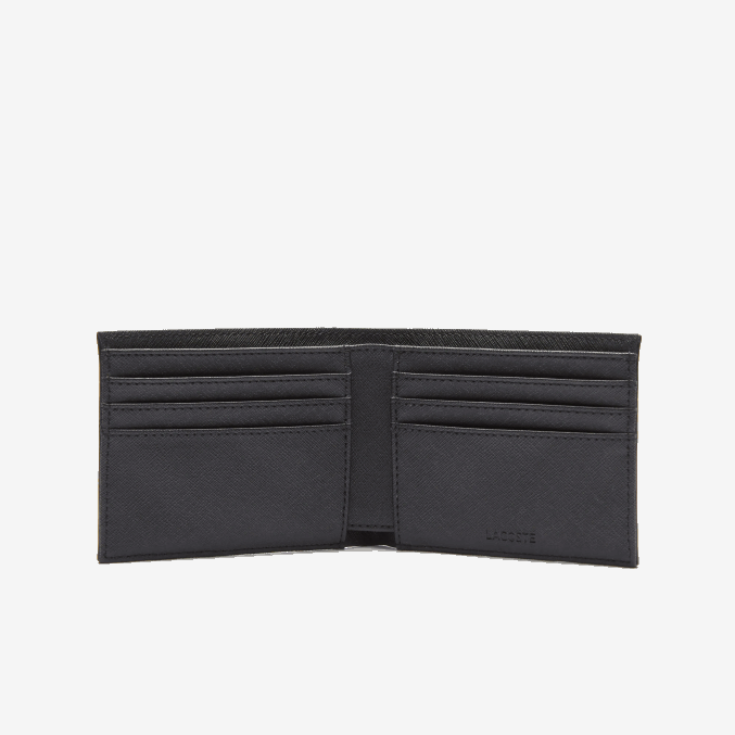 negro 000 VVL0A2020 hombres Lacoste cartera clásica para seis tarjetas de petit piqué
