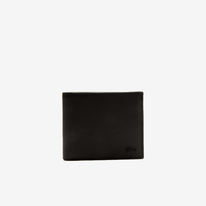 negro 000 VVL0A2060 hombres Lacoste cartera tres tarjetas clásica de petit piqué