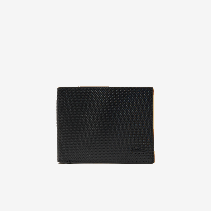 negro 000 VVL0A2063 hombres Lacoste Cartera tres tarjetas piel piqué chantaco