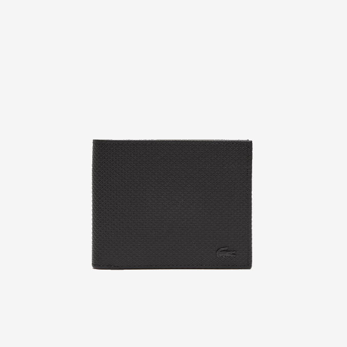 negro 000 VVL0A2125 hombres Lacoste cartera plegable de piel de becerro