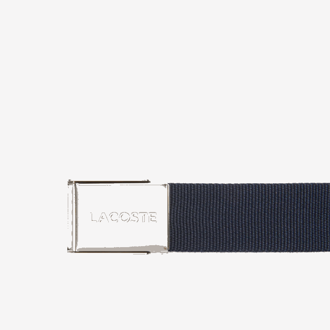 166 VVL0A2081 hombres Lacoste cinturón tejido con hebilla grabada