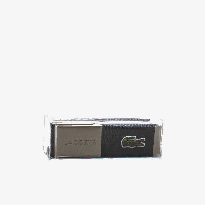 166 VVL0A2081 hombres Lacoste cinturón tejido con hebilla grabada