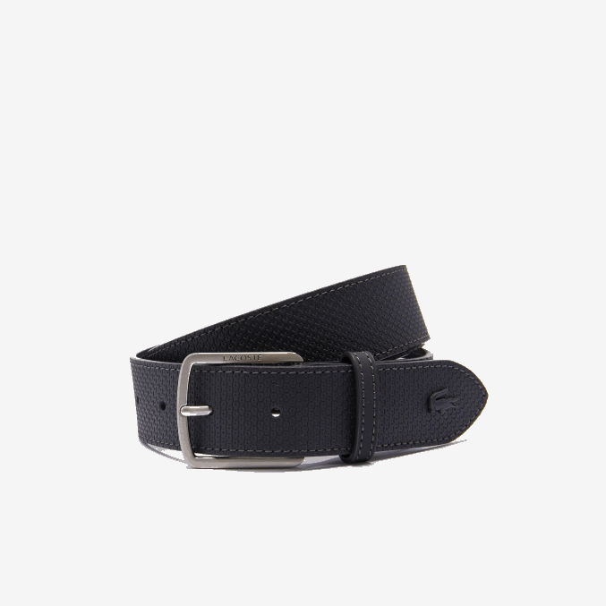 28 VVL0A2079 hombres Lacoste cinturón reversible de piel piqué con hebilla grabada