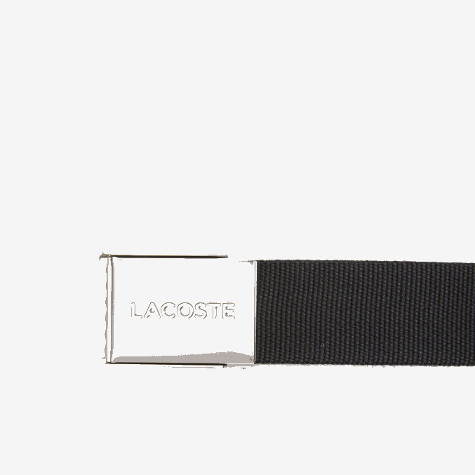 31 VVL0A2082 hombres Lacoste cinturón tejido con hebilla grabada