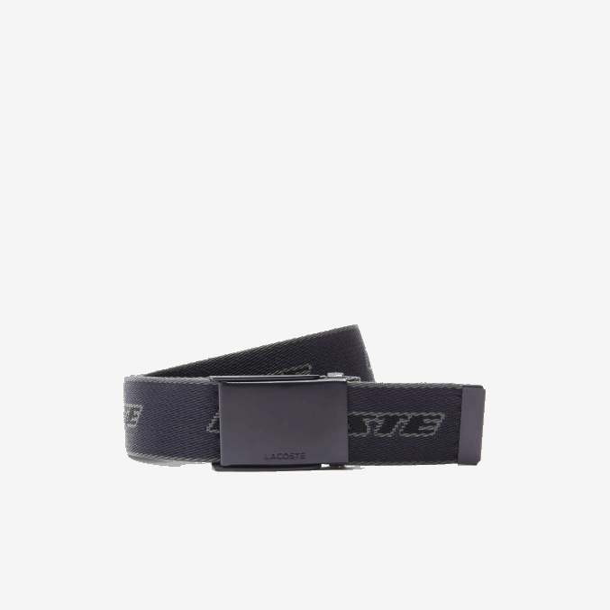 abimes sombra oscura noir l12 VVL0A2114 hombres Lacoste cinturón de lona con logo en contraste