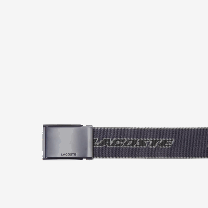 abimes sombra oscura noir l12 VVL0A2114 hombres Lacoste cinturón de lona con logo en contraste