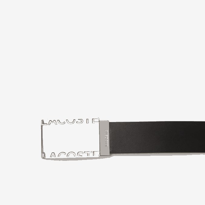 marron negro 371 VVL0A2112 hombres Lacoste set de regalo de cinturón con pasador y hebilla plana
