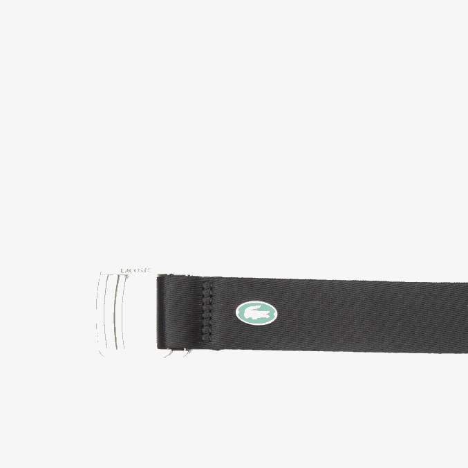 negro 000 VVL0A2118 hombres Lacoste cinturón de lona de cocodrilo en contraste