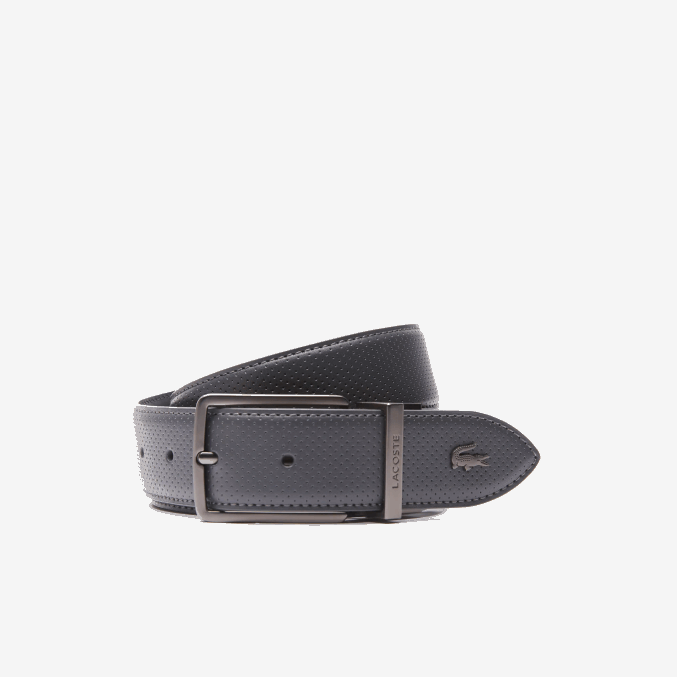 sombra oscura j37 VVL0A2078 hombres Lacoste cinturón reversible de piel piqué con hebilla grabada