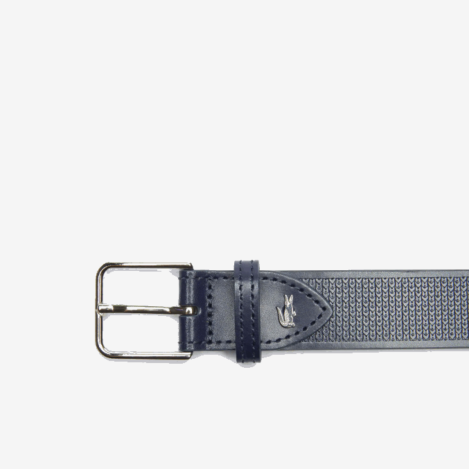 zafiro oscuro b88 VVL0A2094 hombres Lacoste cinturón de piel de cocodrilo cosido de metal
