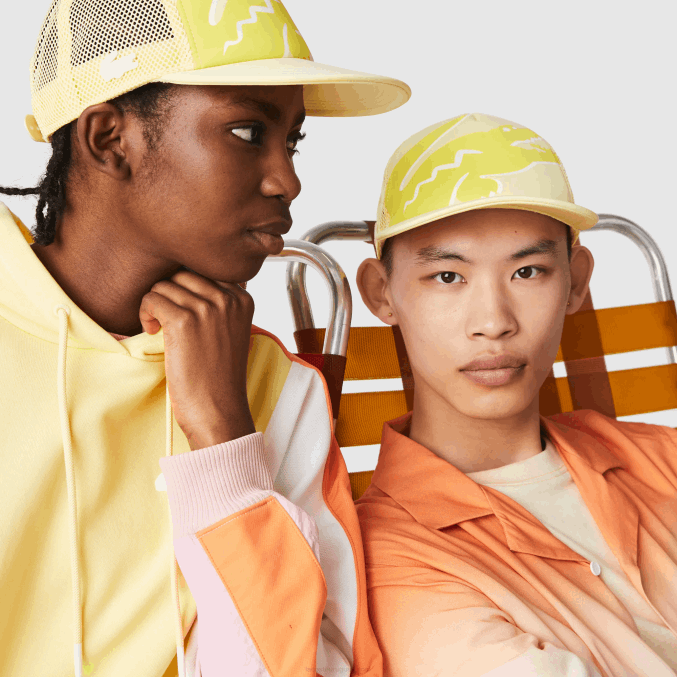 amarillo 6xp VVL0A2304 hombres Lacoste gorra de malla y neopreno con estampado de cocodrilo